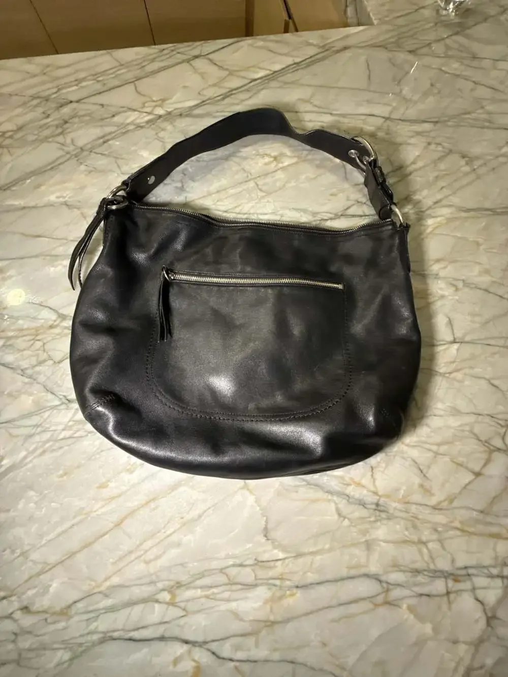 COACH SOHO F13108 Vintage Black Soft Leather Bag Large Hobo Shoulder Handbag